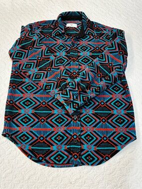 Aritzia Tna Polar Fleece Shirt Jacket Geo Tribal Southwestern Shacket Women’s S